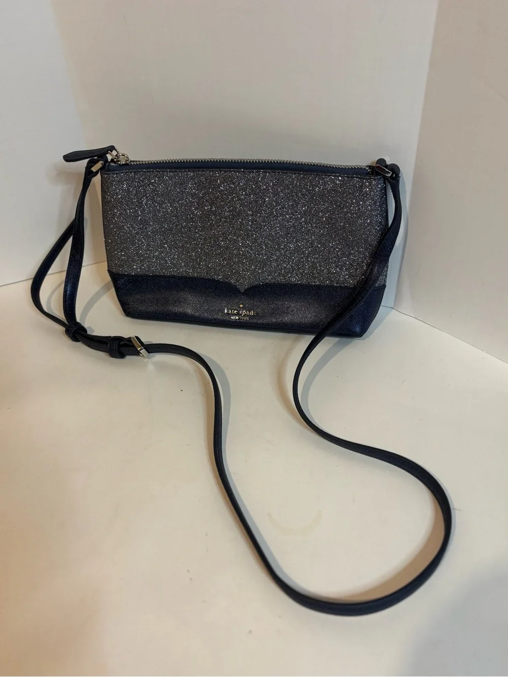 kate spade Navy Glitter and Leather Crossbody